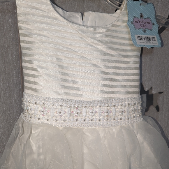 New Ivory organza beaded flower girl Easter dress elegant size 4 6 8 10 12 - Picture 4 of 6